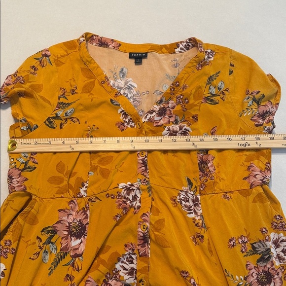 Torrid Mini Challis Shirt Dress in Floral Yellow Size 1X - Picture 6 of 12